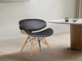 Saisce Mid-Century Dining Chair in Walnut Wood and Black Faux Leather B2736P511297