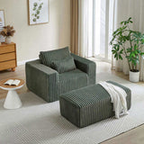 62.5-Inch Corduroy Sponge Sofa Lounge Chair with Removable footrest,No Assembly Required,Fluffy W834P206047