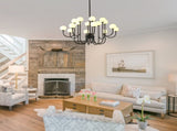 16-Light Glass Globe Sputnik Chandelier, 36.6 Mid-Century Modern Chandeliers Black Sputnik Light 37626966