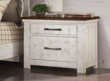3 Drawers Nightstand with USB Chargers, Distressed White and Walnut B016P252820