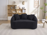 LY-049S Curved Modern Boneless Sofa Loveseat, Backrest Upgrade, 2-Seater Black Chenille Compression W2231P402442