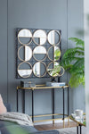 ZUN 35.6" in Eclectic Styling Metal Beaded Black Wall Mirror with Contemporary Design for W2078124371