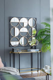 ZUN 35.6" in Eclectic Styling Metal Beaded Black Wall Mirror with Contemporary Design for W2078124371