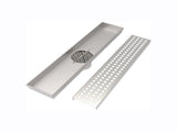12 Inch Linear Shower Drain with Removable Square Patterned Grate, 304 Stainless Steel with Hair 36923368