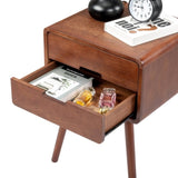 ZUN Wood Nightstand End Side Table with Drawer & Solid Wood Legs for Living Room, Bedroom 55985215