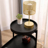 2-Tier Black Side Table with Storage Sofa Table for Living Room Metal Frame & Wooden Desk End Table 10905612