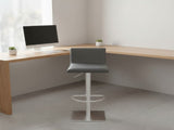Talyris Adjustable Height Swivel Gray Faux Leather and Gray Walnut Bar Stool with Brushed Stainless B2736P511299