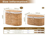 Oval Laundry Hamper with Lid, Woven Natural Water Hyacinth Laundry Hamper 64065472