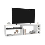 Suxta 63" Wide Tv Stand with Three Open Shelves and Three Bottle Cubbies, Cable Management, Bar Tv B200P286982