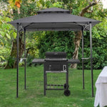 ZUN 8x5Ft Grill Gazebo Replacement Canopy,Double Tiered BBQ Tent Roof Top Cover,Grey [Sale to Temu is 16993600