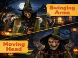 74" Animated Forest Witch Halloween Decoration with Moving Head & Swinging Arms, Dual Mode Control 63609628