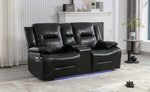 ZUN 2 Seater Home Theater Recliner Manual Recliner Chair with a LED Light Strip Two Cup Holders and a WF323622AAB