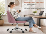 Comfy Office, Adjustable Swivel Desk with Wheels, Wide Seating, Modern Fabric Vanity 82980240