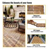 10 PCS Interlocking Deck Tiles Checker Pattern, 12" x 12" Square Yellow Acacia Hardwood Outdoor 17936528
