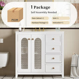 36.02-inch bathroom vanity with two soft-close doors, adjustable shelves and three drawers N729P184710K