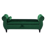 Velvet Multifunctional Storage Rectangular ottoman bench with 1 Pillow, Dark Green, Emerald N769P186110E