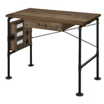 ZUN Weathered Oak and Black 1-drawer Writing Desk B062P184540