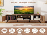 Oak Mid-Century Modern TV Stand for 65-Inch TVs, 210 lbs Capacity Media Console with Storage 43045845