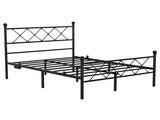 82.7"54" Full Metal Platform Bed Frame, X-Design Headboard & Footboard with LED Lights, USB & 81340836