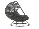 Hikre Clear Glass, Charcoal Fabric & Black Wicker Patio Lounge Chair & Side Table B2726P446697