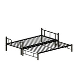 Twin Size Metal Pull-Out Bunk Bed with Guardrail and Built-In Ladder, Space-Saving Convertible Frame W1671P459794