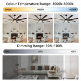 72" Ceiling Fan with Light, 6-Speed Remote Control, Reversible DC Motor, Modern 8 Blades with W1962P347489