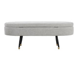 Harvey Contemporary Storage Bench in Black Metal and Light Grey Fabric with Gold Metal Accent B202P223577