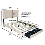 ZUN QUEEN SIZE UPHOLSTERED BED WITH ADJUSTABLE HEIGHT / MATTRESS 10 TO 14 INCHES / LED DESIGN WITH W1867121463