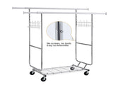 Double Clothing Garment with Shelves Capacity 800lbs Clothings on Wheels Rolling Clothes 27649817