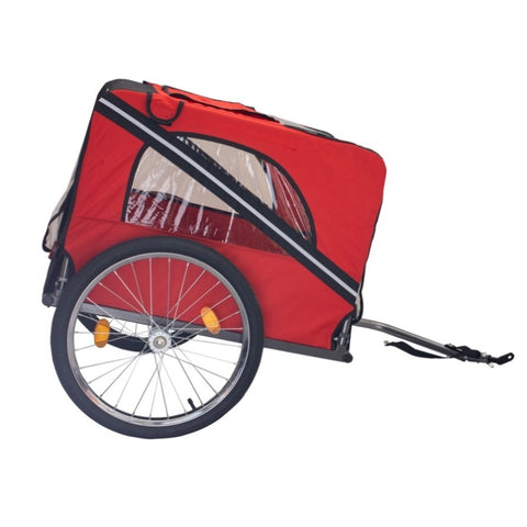 ZUN Dog Bike Trailer, Breathable Mesh Dog Cart with 3 Entrances, Safety Flag, 8 Reflectors, Folding Pet W321P205607