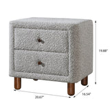 Grey Boucle 2-Drawer Upholstered Nightstand B062P209004