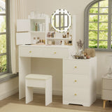Fashion Vanity Desk with Mirror Lights for Makeup Cushioned Chair, Vanity Mirror with Lights W2699P214617