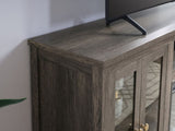 Ellington 70"W Gray Walnut Finish Fireplace TV Stand Console with Heater, LED Light, Cabinets, B061P352459