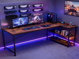 47" L-Shaped Computer Desk with Reversible Storage Shelves and PC Stand, Corner Gaming and Home 99236417