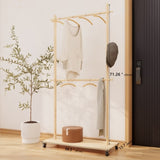 Solid Wood Modern Clothes Rack with 6 Wooden Hangers, Space-Saving Design, Adjustable Shelf, and W773P227474