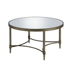 ZUN ACME Aditya Coffee Table, Mirrored & Antique Brass Finish LV02735