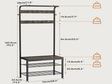 Hall Tree with Shoe Bench and Coat Rack, 4-in-1 Coat and Shoe Rack for Entryway, Mudroom Storage, 90493113