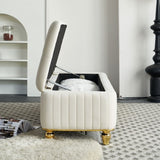 47.24''W Storage Ottoman,Upholstered Velvet Fabric Storage Ottoman with Safety Hinge, gold W579P224702