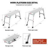 Aluminum Work Platform Large Size Step Stool Folding Portable Work Bench 40" Width Telescopic Feet W2529P185532
