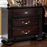 1pc Nightstand Only Traditional Dark Walnut Solid wood 3-Drawers Ball Bearing Metal Glides Antique B01179796