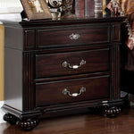 ZUN 1pc Nightstand Only Traditional Dark Walnut Solid wood 3-Drawers Ball Bearing Metal Glides Antique B01179796