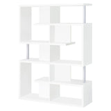 White and Chrome 5-Tier Geometric Bookcase B062P153839