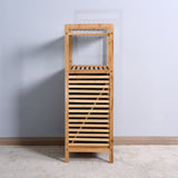 ZUN Bathroom Laundry Basket Bamboo Storage Basket with 2-tier Shelf 17.32 x 13 x 37.8 inch W40934117