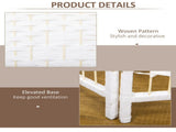 6-Panel Folding Privacy Screen with Hand-Woven Design, Freestanding Room Divider 94.5"x66.9" White 15400921
