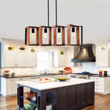 4-Light Kitchen Island Lights Pendant Light Farmhouse Dining Room Light Fixture, Rustic Wood and W1592P233389