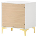 White and Gold 2-Drawer Rectangular Nightstand B062P145600