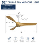 ZUN 52 Inch Modern Ceiling Fan With 3 ABS Blades Remote Control Reversible DC Motor Without Light For W882P147268