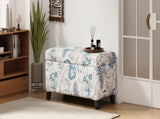Luxury Storage Ottoman with Floral Patterned Fabric, Soft-Close Hinges, Multi-Functional Footrest & N767P257582M