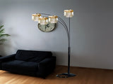 Black 4-SQUARE SHADE CRYSTAL INSPIRED ARCH FLOOR LAMP B080P306247