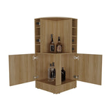 Jakes 42" Tall Corner Bar Cabinet with Eight Wine Bottle Cubbies and Double Door cabinet, Living B200P253729